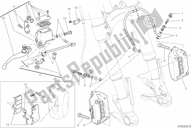 Tutte le parti per il Sistema Frenante Anteriore del Ducati Monster 797 Plus 2019